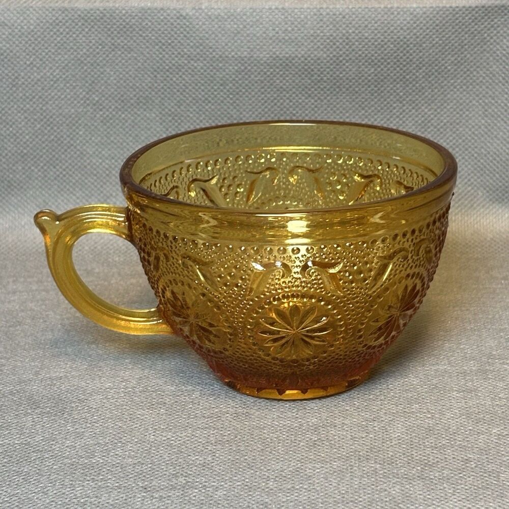Vntg Brockway Glass Co. Amber Tea/Coffee Cup Concord Pattern  Replacement Mug